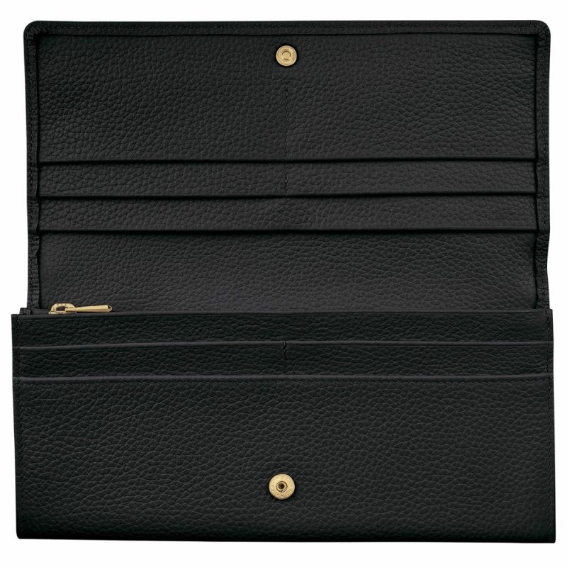 Black Longchamp Le Foulonne Continental Women's Wallets